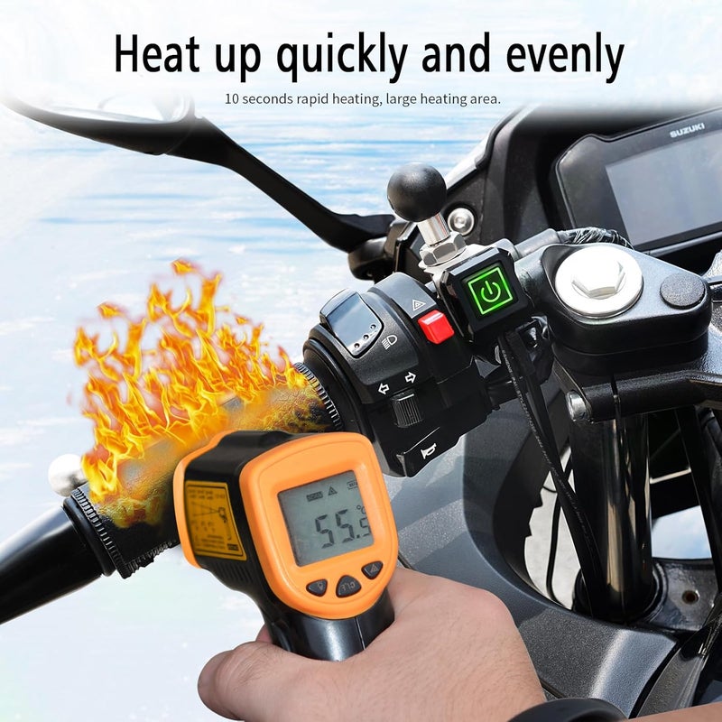 OXWIND Motorcycle Heated Grips Cover, Universal 12V Handlebar Heater Heated Handlebar Grips Compatible with Harley Davidson, 5 Gear Adjustable Temperature, IP67 Waterproof, ATV Hand Heater Warmer - Image 3